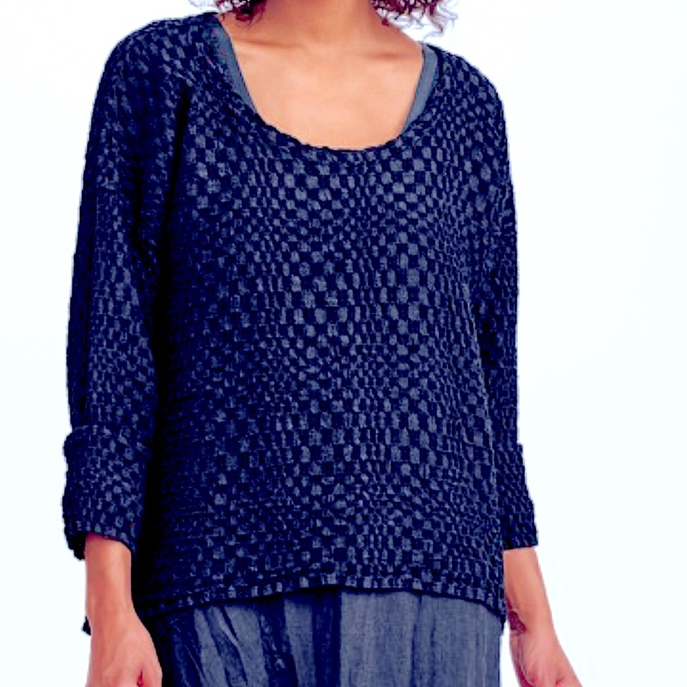 Flax Whispy Textured Linen Stretch Pullover Top Ladies Medium